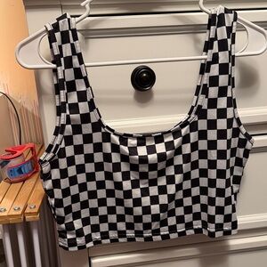 SHEIN Monochrome Checkered Top